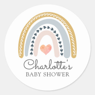 Sticker Rond Baby shower arc-en-ciel Boho