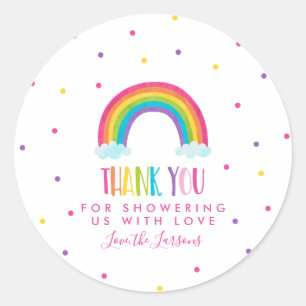 Sticker Rond Baby shower arc-en-ciel lumineux