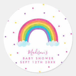 Sticker Rond Baby shower arc-en-ciel lumineux