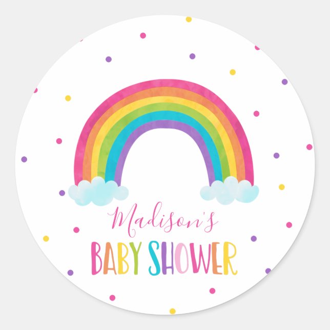 Sticker Rond Baby shower arc-en-ciel lumineux (Devant)