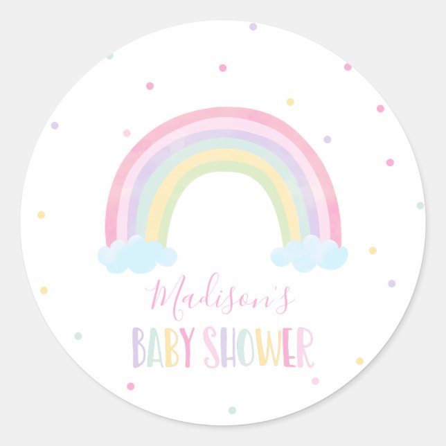 Sticker Rond Baby shower arc-en-ciel Pastel (Devant)