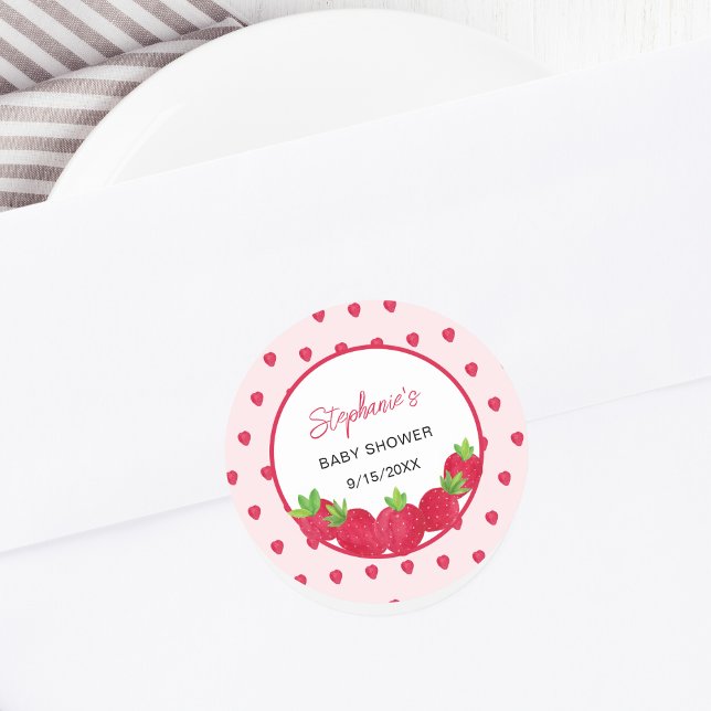 Sticker Rond Baby shower aux fraises (Créateur téléchargé)