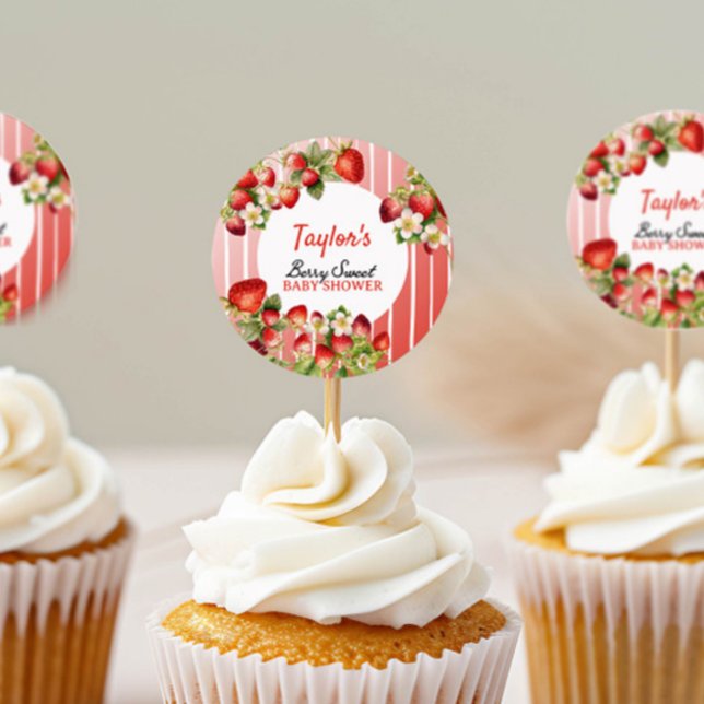 Sticker Rond Baby shower aux fraises (Créateur téléchargé)