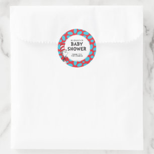 Sticker Rond Baby-Shower avec le Chat dans le Chapeau du Dr Seu