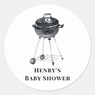 Sticker Rond Baby shower barbecue minimaliste moderne