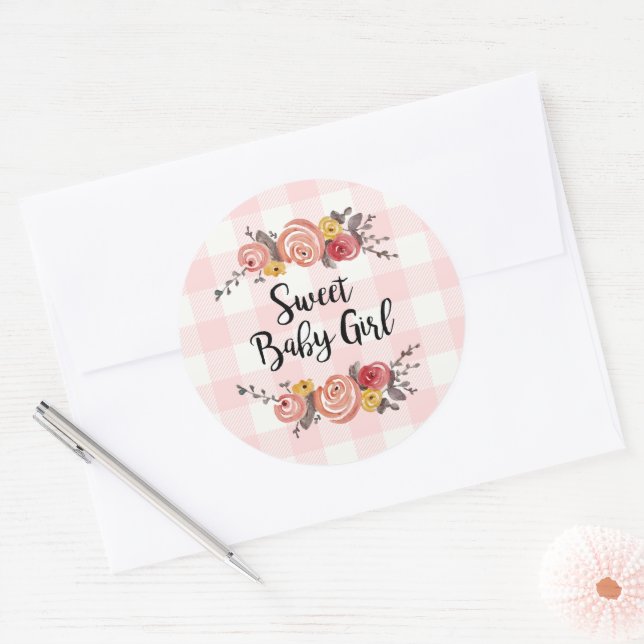 Sticker Rond Baby shower bébé doux (Enveloppe)