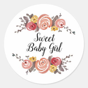 Sticker Rond Baby shower bébé doux personnalisé fille