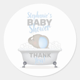 Sticker Rond Baby shower bébé éléphant bulle garçon de bain