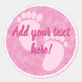 Sticker Rond Baby shower Bébé rose aquarelle personnalisée