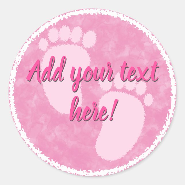 Sticker Rond Baby shower Bébé rose aquarelle personnalisée (Devant)