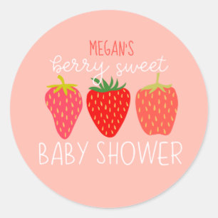 Sticker Rond Baby shower Berry Sweet Strawberry Invitation