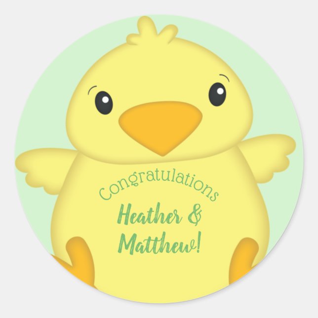 Sticker Rond Baby shower blanc vert (Devant)