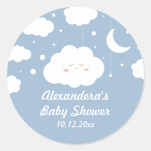 Sticker Rond Baby shower Blue Cloud Favoriser
