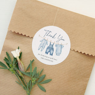 Sticker Rond Baby shower Blue Jean Denim