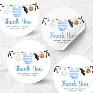 Sticker Rond Baby shower Blue Little Boo