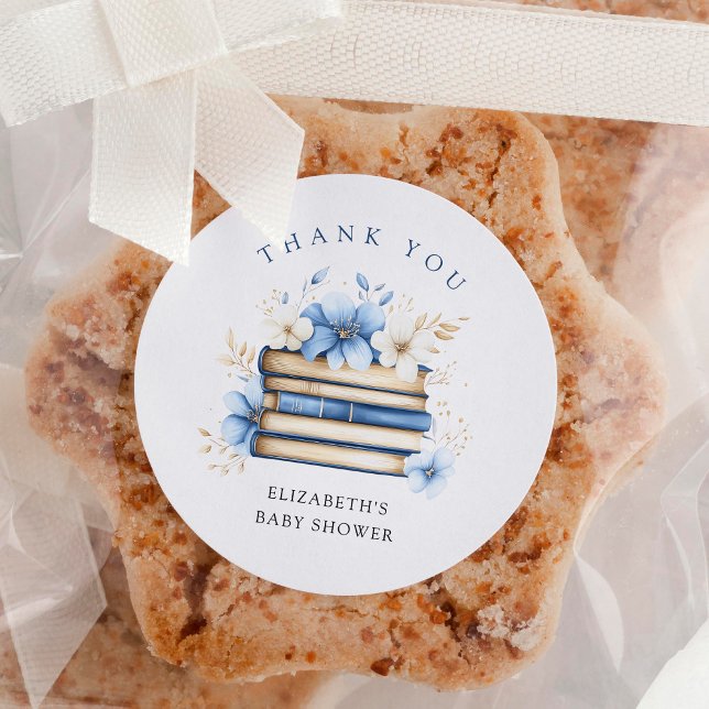 Sticker Rond Baby shower  Blue Storybook Merci (Créateur téléchargé)