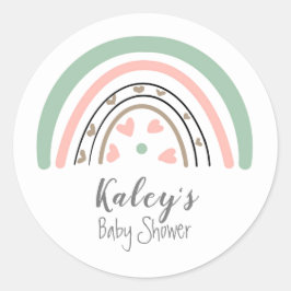 Sticker Rond Baby Shower Bohème Arc-en-Ciel
