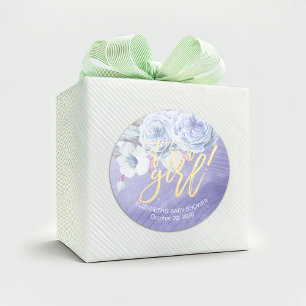 Sticker Rond Baby shower Bohème Fleurs & Plumes