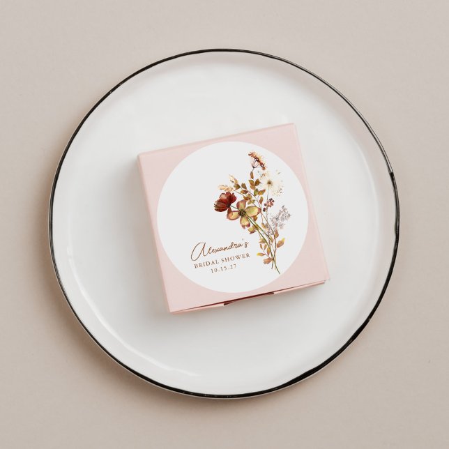 Sticker Rond Baby Shower Bohème Rustique Nature Botanique (Créateur téléchargé)