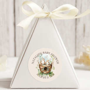 Sticker Rond Baby shower Boho Animaux des bois