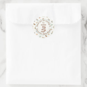 Sticker Rond Baby shower Boho Crème Lumière Favoriser