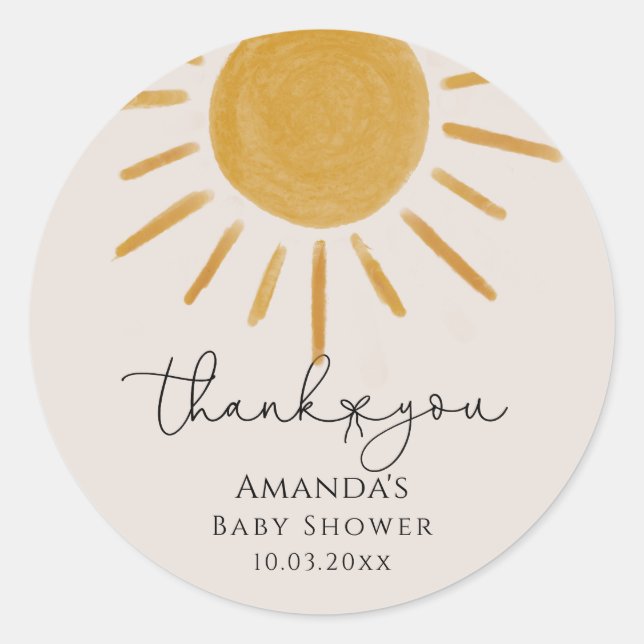 Sticker Rond Baby shower Boho Sun (Devant)
