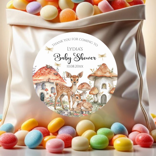 Sticker Rond Baby shower Boho Woodland Forest Animaux (Créateur téléchargé)