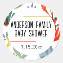 Sticker Rond Baby shower botanique lumineux