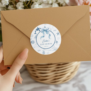 Sticker Rond Baby Shower Bulles Aquarelle Océan