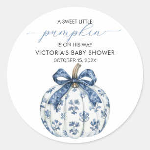 Sticker Rond Baby shower Calabaza pequeña en el camino del niño