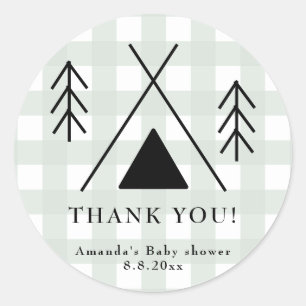 Sticker Rond Baby shower camping - Merci