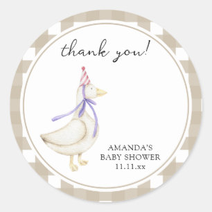 Sticker Rond Baby-Shower Canard Ridicule