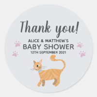 Baby shower caricature Merci Cute Cat