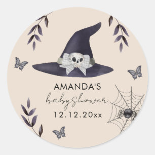Sticker Rond Baby shower Casquette Neutral Simple Little Boo Wi