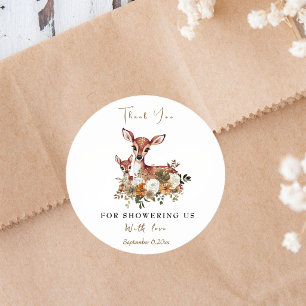 Sticker Rond Baby shower Cerf Bois Rustique