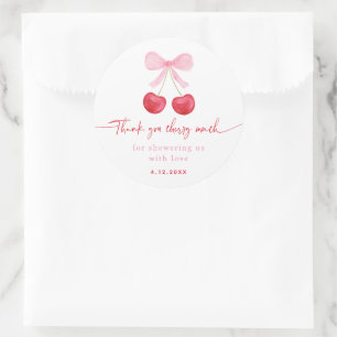 Sticker Rond Baby shower cerisier de Bow rose