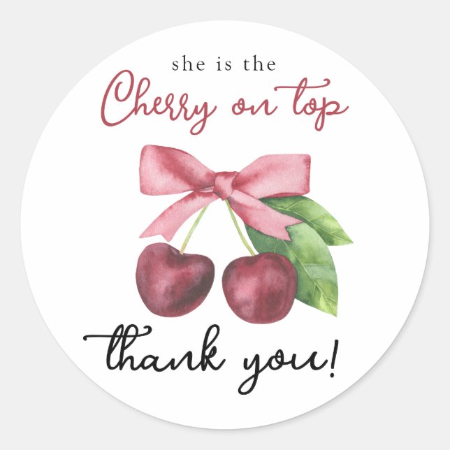 Sticker Rond Baby shower cerisier - Merci (Devant)