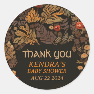 Sticker Rond Baby shower champignons champignon