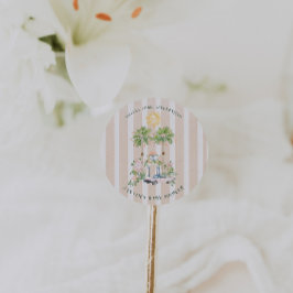 Sticker Rond Baby shower Chic Retro Palm Springs | Favoriser