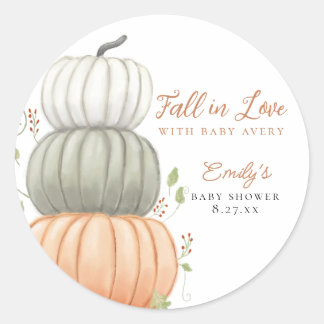 Sticker Rond Baby shower Chute d'amour Citrouille Automne