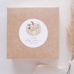 Sticker Rond Baby shower Citrouille Floral Greenery