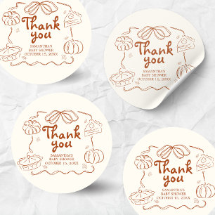 Sticker Rond Baby shower Citrouille Little Cutie Pie