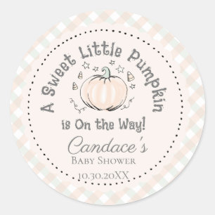 Sticker Rond Baby shower Citrouille Orange Neutre Genre