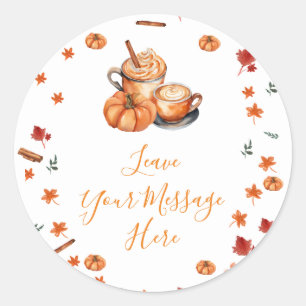 Sticker Rond Baby shower Citrouille Spice Café Aimer Votre Mess
