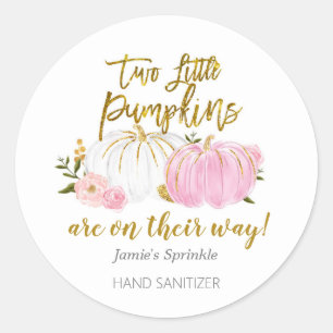 Sticker Rond Baby shower Citrouille Twin Pink et Gold