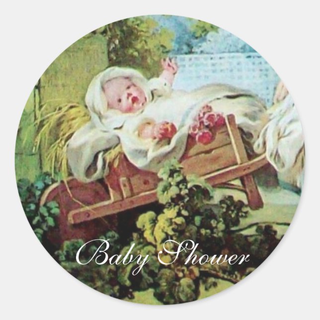 STICKER ROND BABY SHOWER COLORÉ (Devant)
