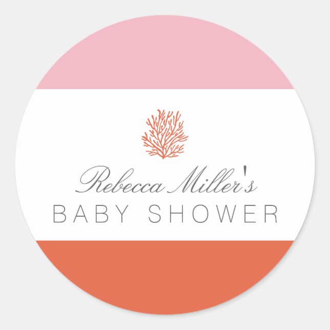 Sticker Rond Baby shower Coral Reef (Devant)