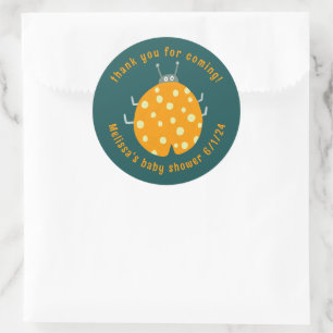 Sticker Rond Baby shower CUSTOM Merci Ladybug