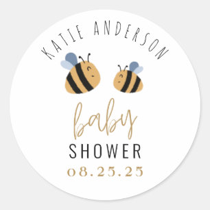 Sticker Rond Baby shower d'abeille simple mignonne