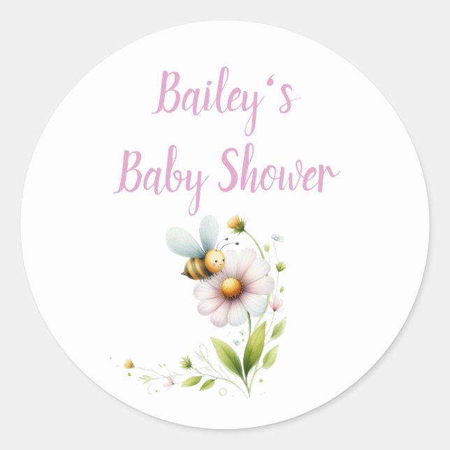 Sticker Rond Baby shower d'abeilles (Devant)